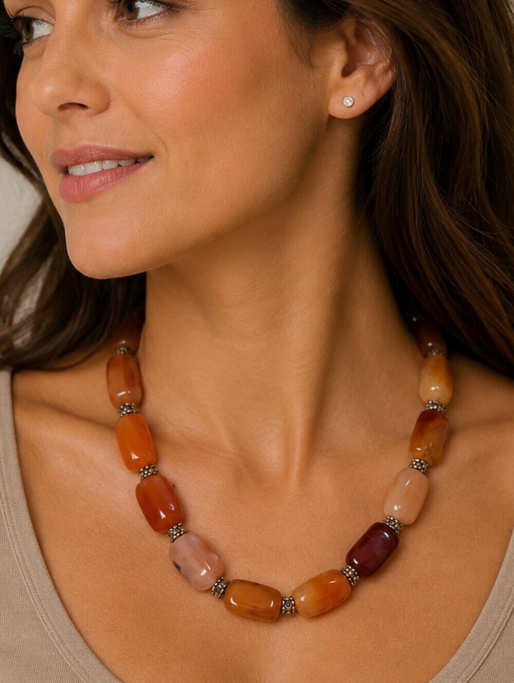 VTG Carnelian Beaded Beggar Necklace